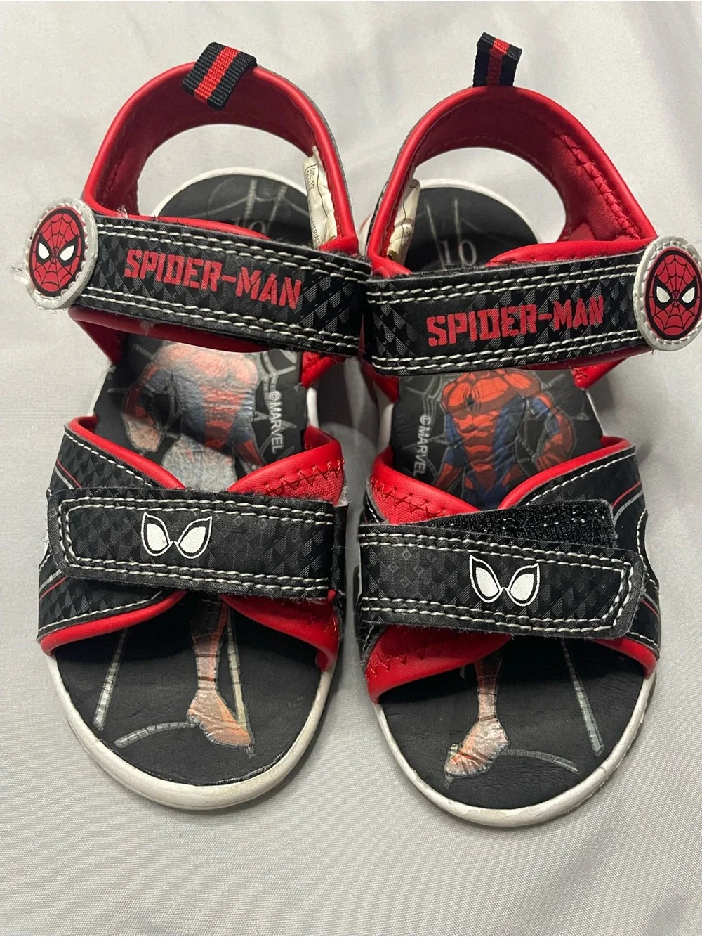 Spiderman Black and Red Kids' Sandals with Web Graphics